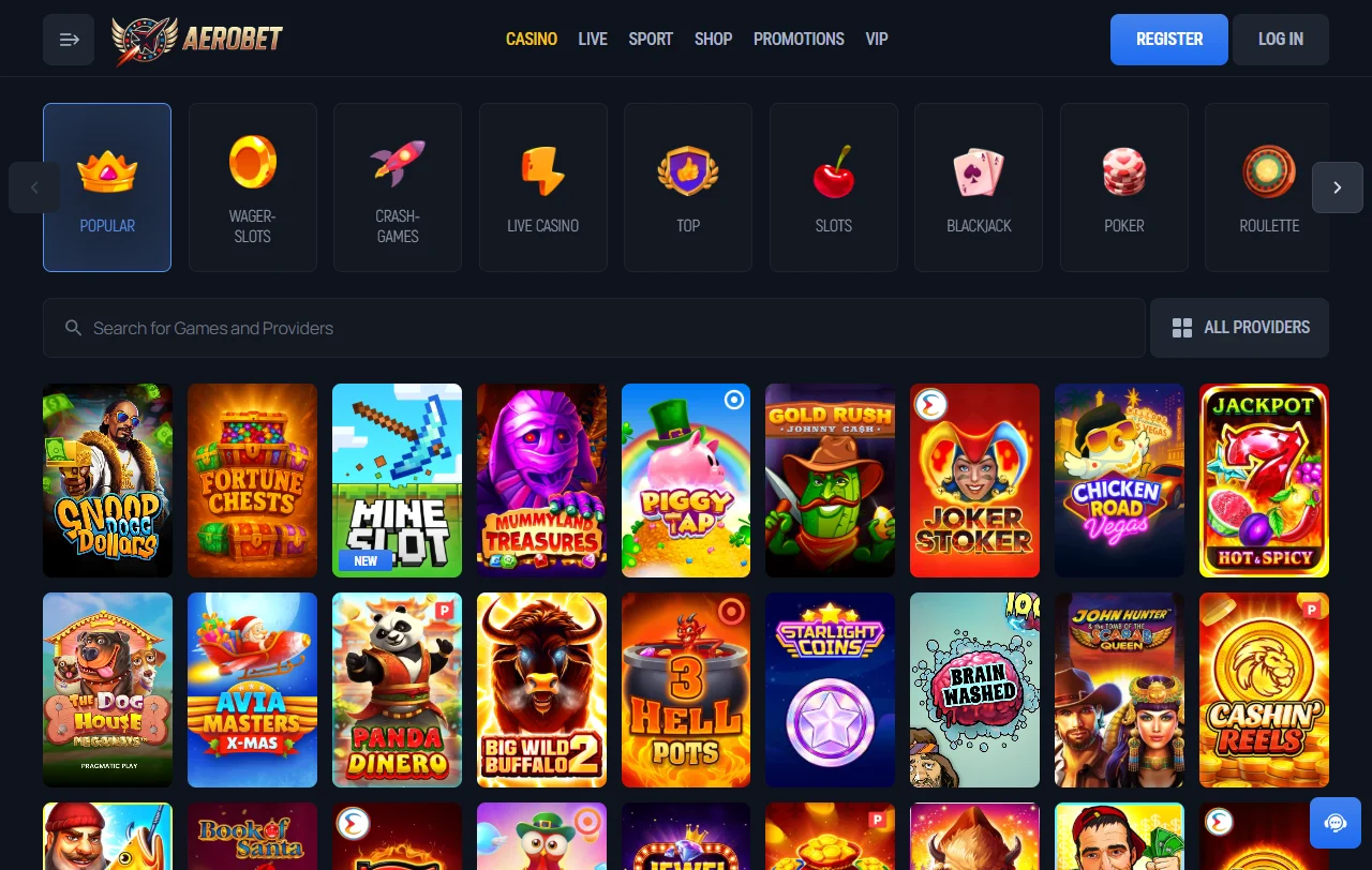 Página de bónus do AeroBet Casino com oferta de 125% e wagering de 35x