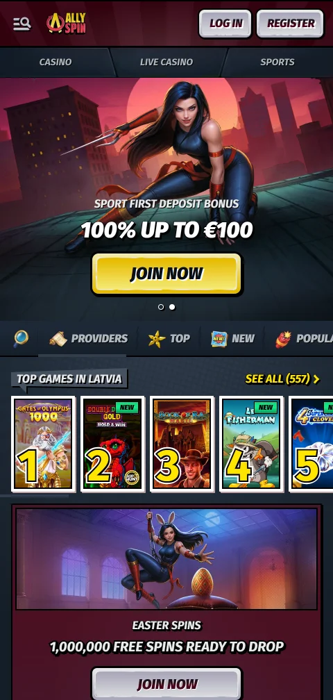 Allyspin Casino em navegador móvel, sem aplicação nativa para iOS ou Android