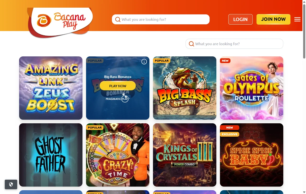 Slots e mesas ao vivo da Evolution no lobby do Bacana Play
