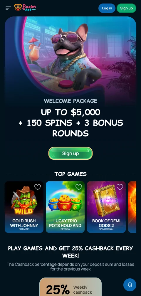 Baxterbet Casino em navegador móvel e APK Android para jogadores portugueses