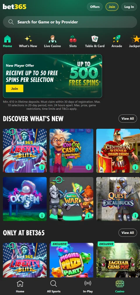 Utilização da bet365 Casino em telemóvel com apostas ao vivo e cash out