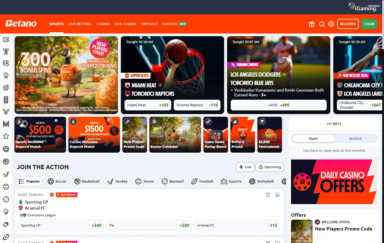 Página inicial da Betano com acesso a jogos de mesa e slots