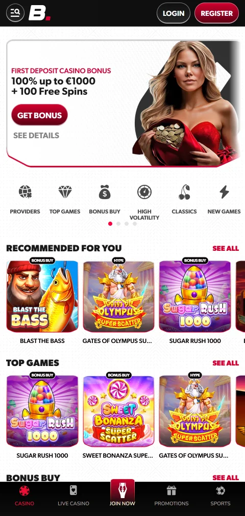 A Betista Casino em navegador móvel, sem aplicação nativa para Android ou iOS