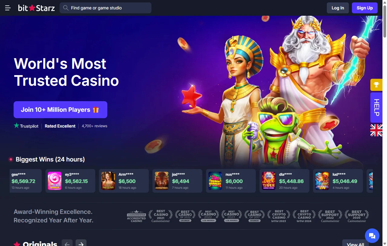 Visão geral do BitStarz, operado pela Gareton B.V. sob licença de Curaçau