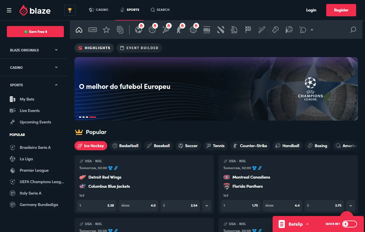 Bónus de primeiro depósito da Blaze Casino com free spins associados