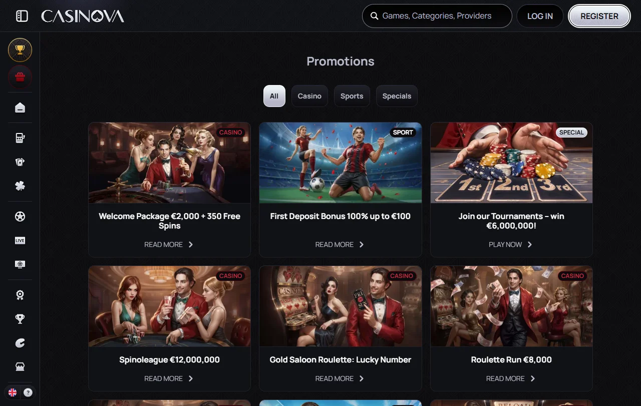 Condições do bónus do Casinova com wagering de 40x e prazo de dez dias