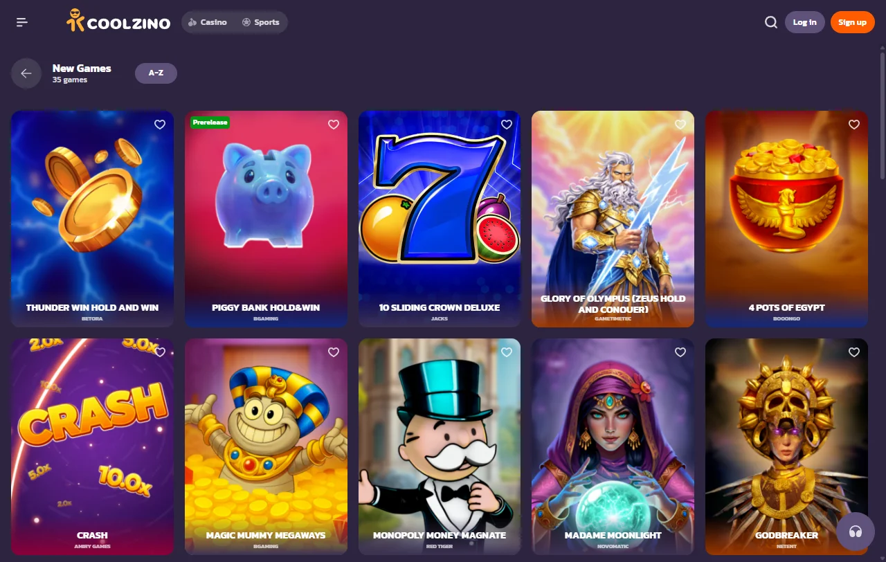 Bónus de boas-vindas do Coolzino com wagering de 35x indicado nos termos