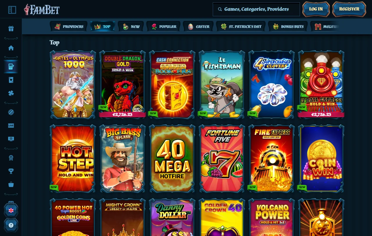 Pacote de boas-vindas do Fambet Casino de 350% até 2.500 € em quatro tramos