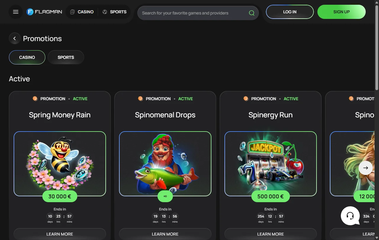 Catálogo de slots do Flagman Casino com filtros por fornecedor e formato