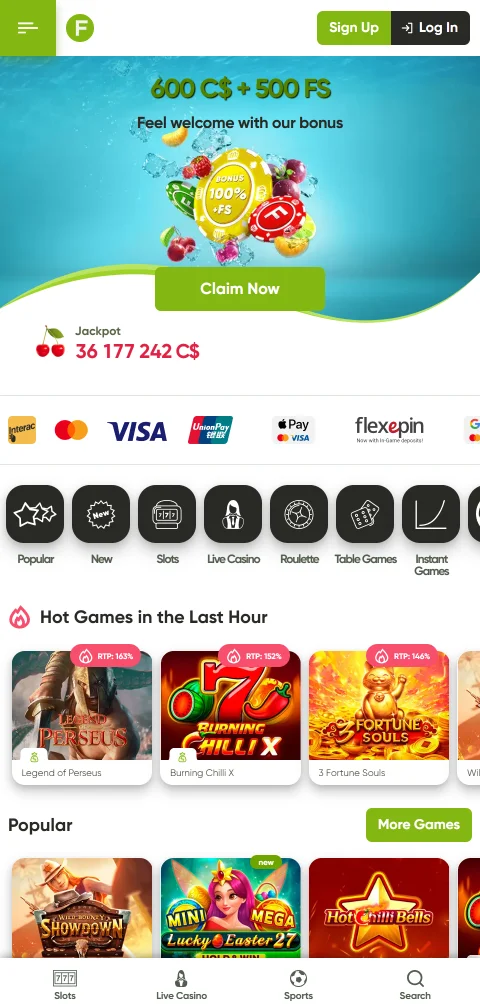 Fresh Casino no telemóvel com aplicação Android em APK e iOS