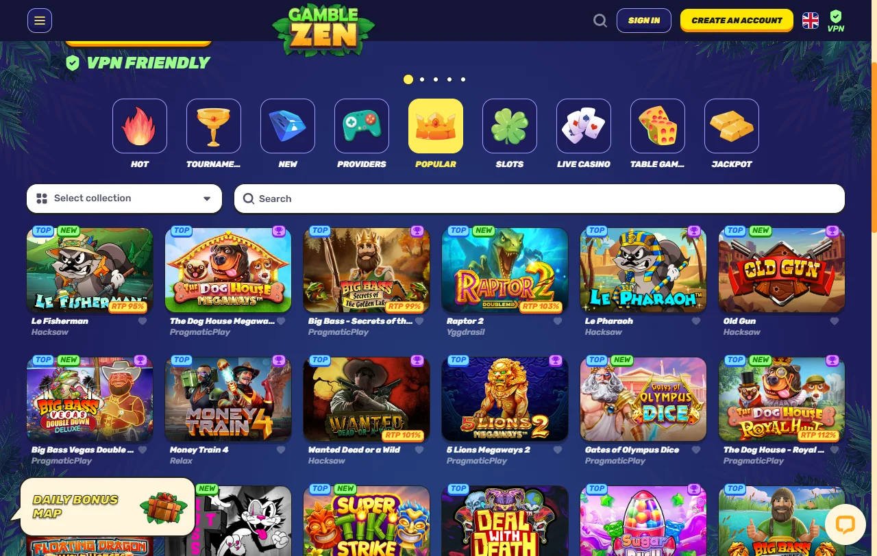 Pacote de boas-vindas do Gamblezen de 500% até 3625 € com free spins