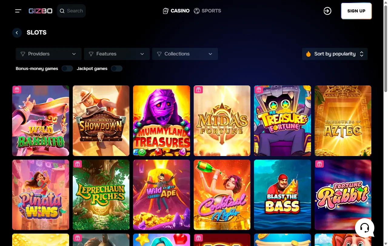Pacote de boas-vindas do Gizbo Casino com 150% até 600,00 € e free spins
