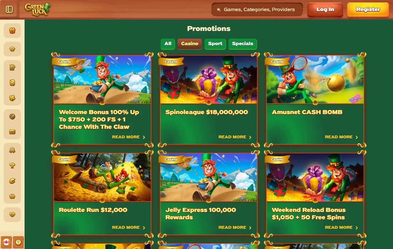 Catálogo de slots do GreenLuck Casino com fornecedores Pragmatic Play e Play