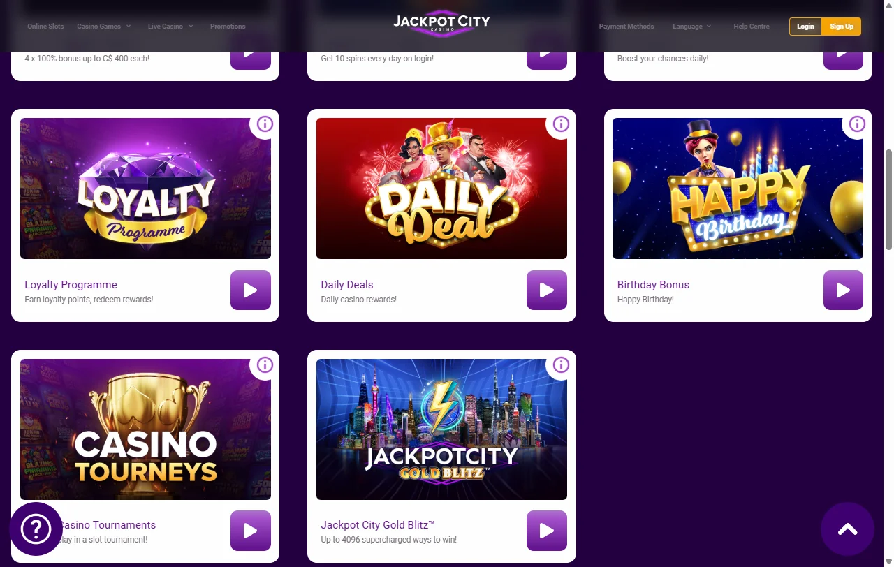Pacote de boas-vindas do Jackpot City até 1600 € com wagering de 50x