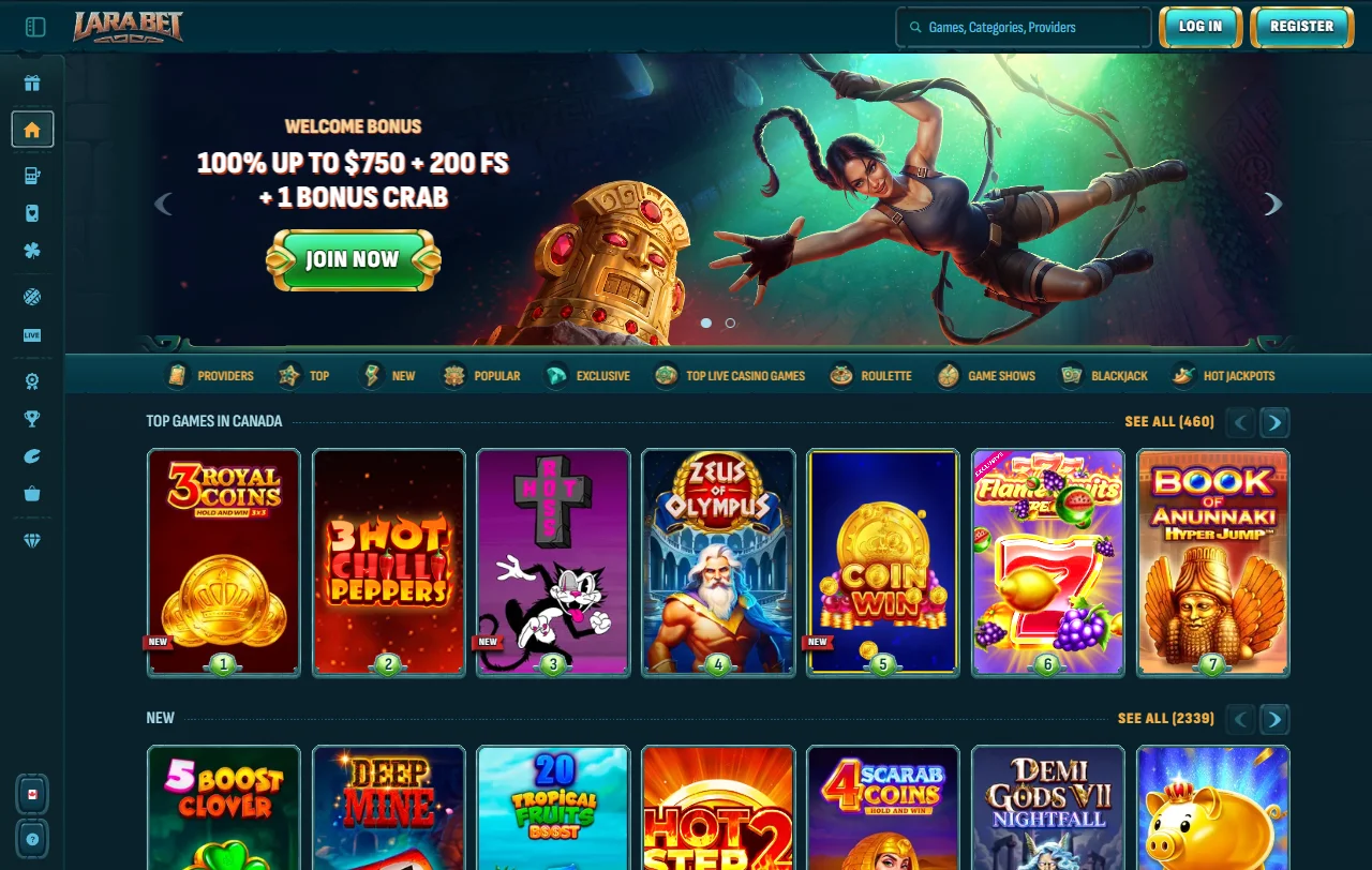 Vista geral da LaraBet, plataforma de jogo e apostas registada em Anjouan