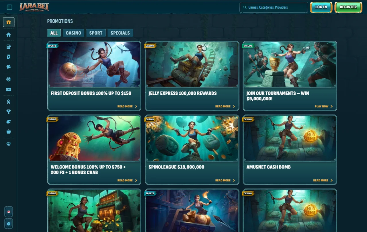 Bónus de boas-vindas da LaraBet de 100% até 500 € com 200 free spins