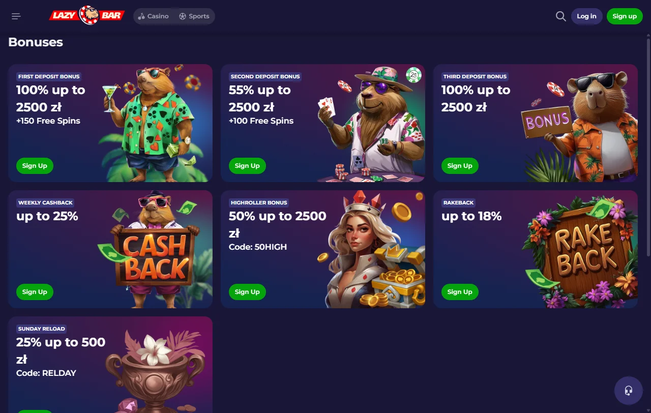 Biblioteca de slots do LazyBar Casino com filtros por estúdio fornecedor