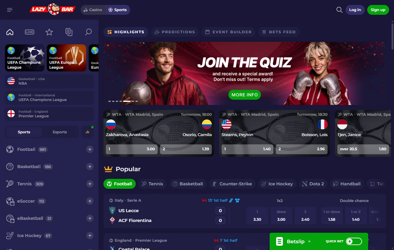 Condições do bónus de boas-vindas do LazyBar Casino com wagering de 35x