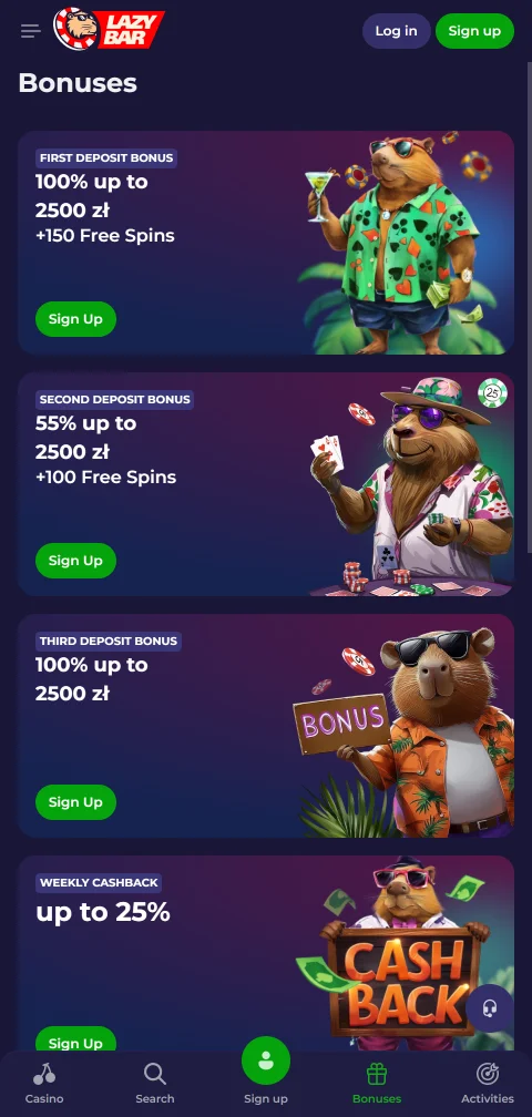 Métodos de pagamento do LazyBar Casino disponíveis para contas em euros