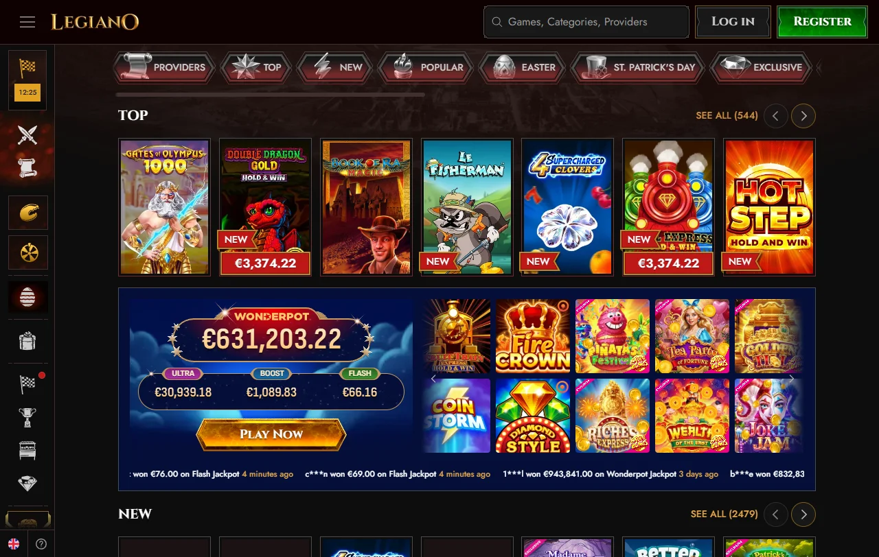 Bónus de primeiro depósito de 100% até 500 € e 200 free spins no Legiano Casino