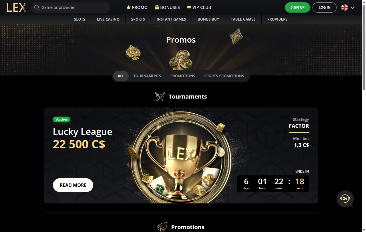 Pacote de boas-vindas do Lex Casino com requisito de aposta de 40x explicado