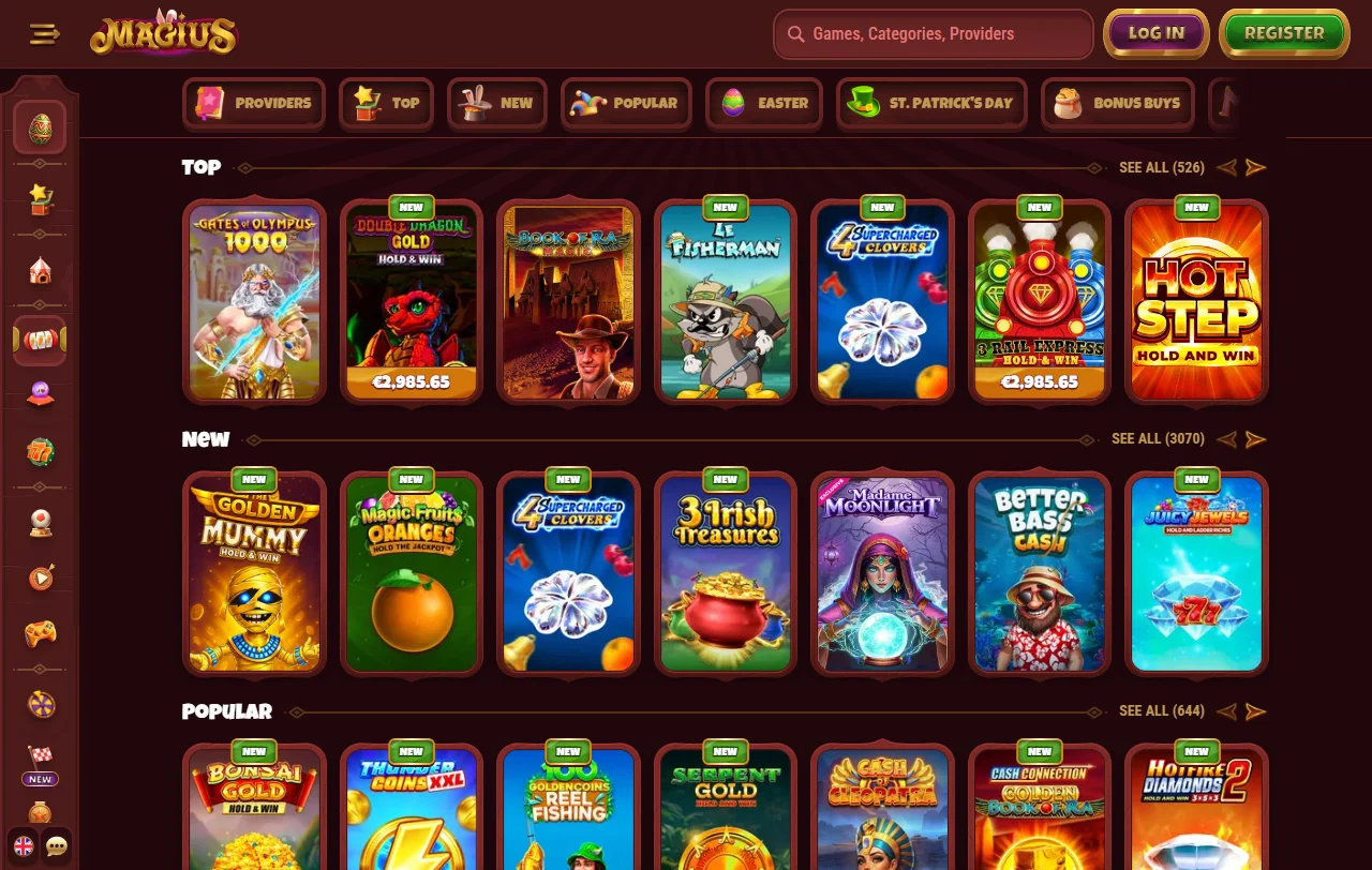 Promoções do Magius com wagering de 35x e prazos das free spins