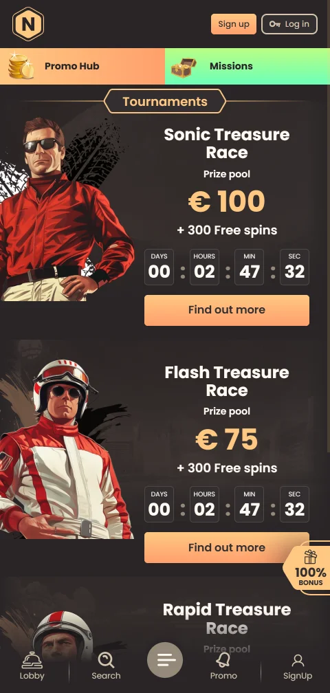 Versão móvel do National Casino aberta no navegador de um telemóvel
