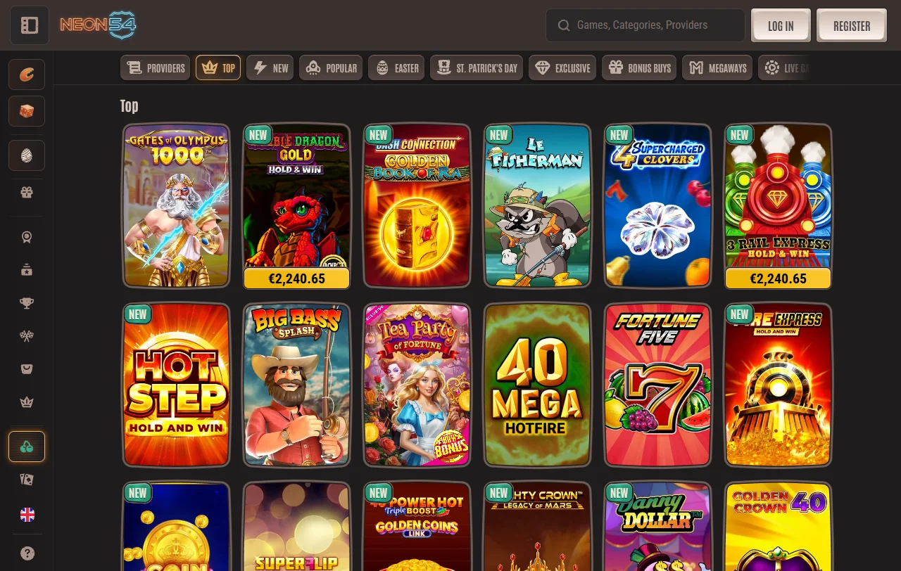 Bónus de primeiro depósito do Neon54 Casino e wagering de 35x explicado