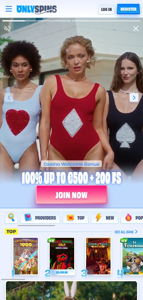 OnlySpins em navegador móvel HTML5, sem aplicação nativa confirmada