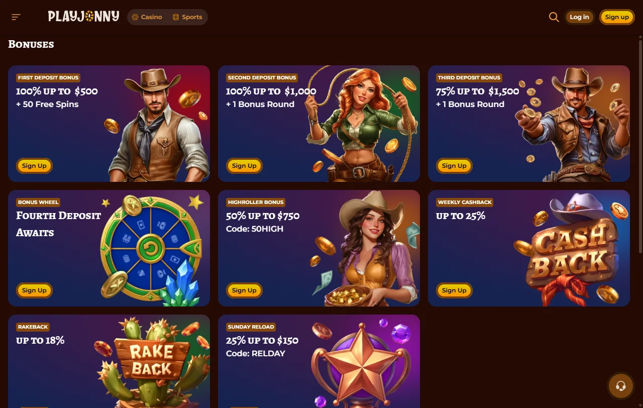 Secção de slots do PlayJonny Casino com estúdios Pragmatic Play e Hacksaw Gaming