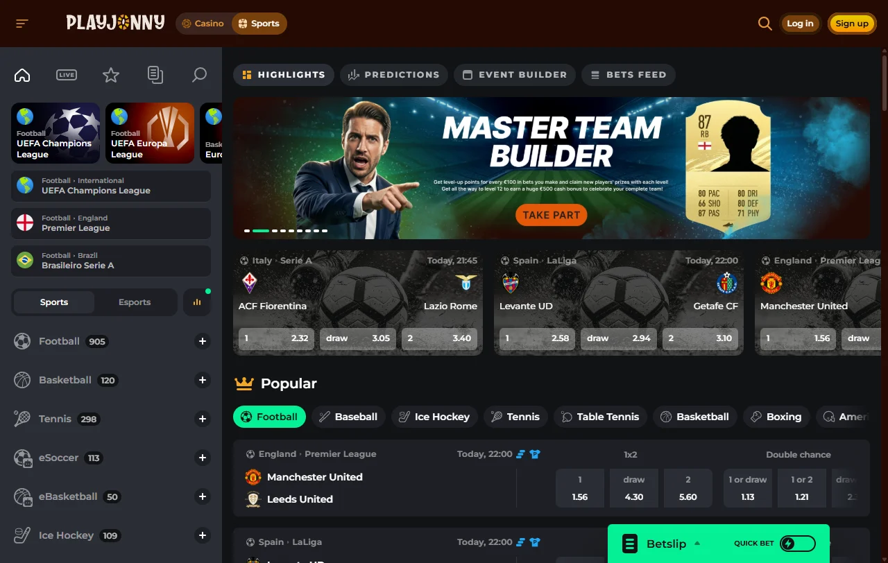 Página de bónus do PlayJonny Casino com wagering de 35x e free spins