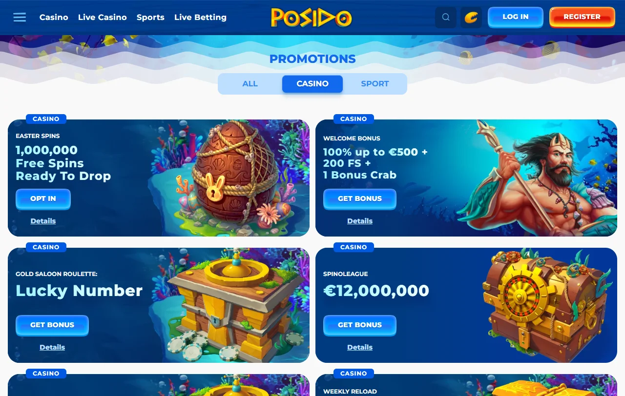 Oferta de boas-vindas do Posido Casino e respetivo requisito de wagering