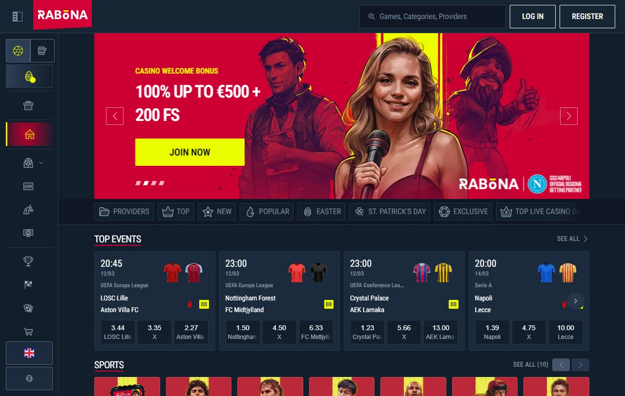 Visão geral do Rabona Casino, plataforma de jogo e apostas para Portugal