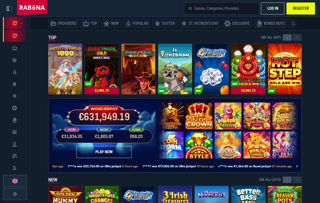 Bónus de boas-vindas do Rabona Casino com wagering de 35x em dez dias