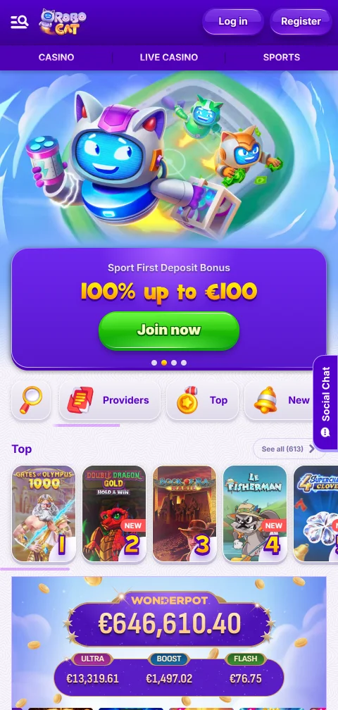 RoboCat Casino em navegador de telemóvel, sem aplicação nativa confirmada