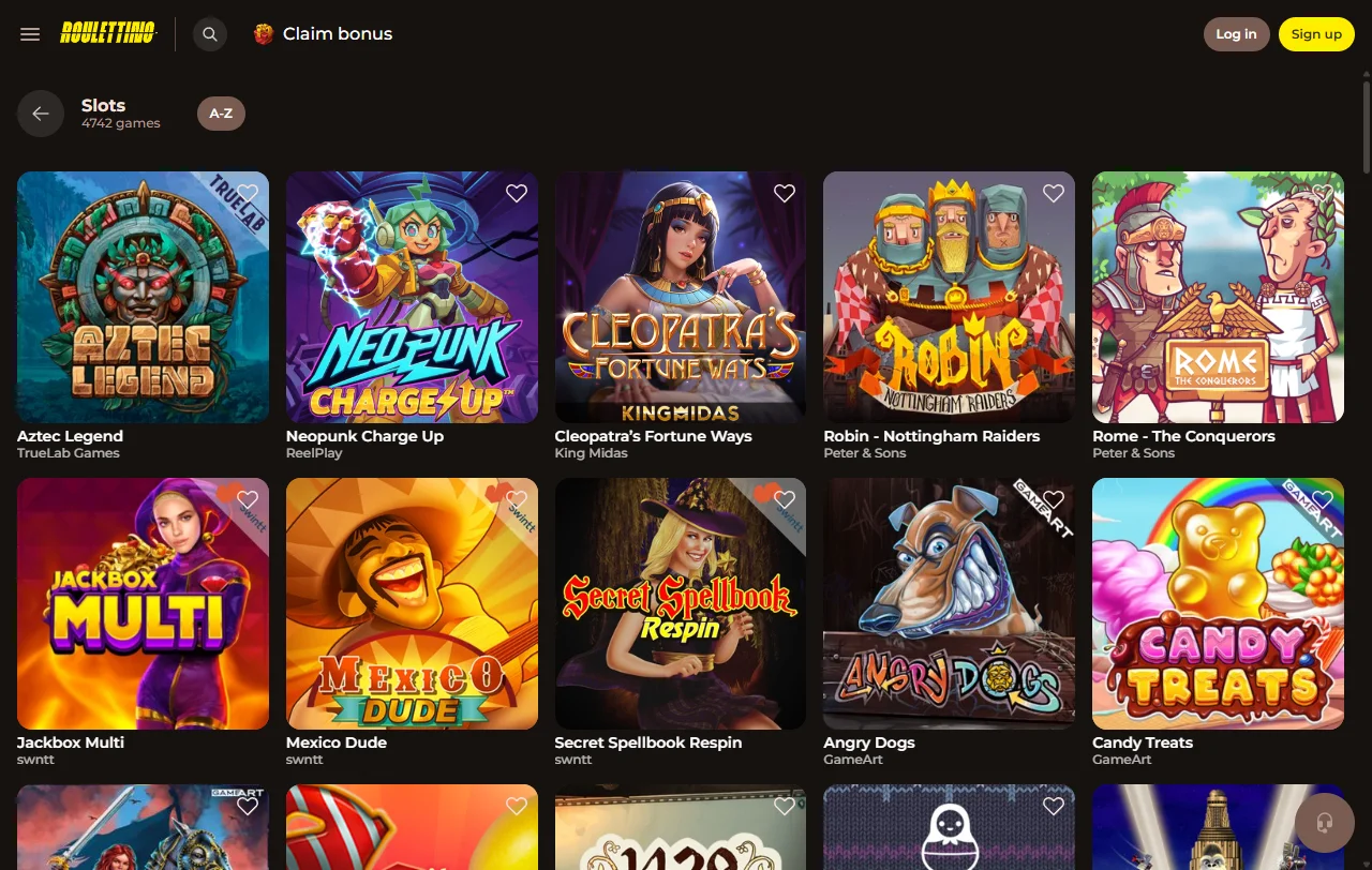 Pacote de boas-vindas do Roulettino Casino com o wagering de 35x indicado nos termos