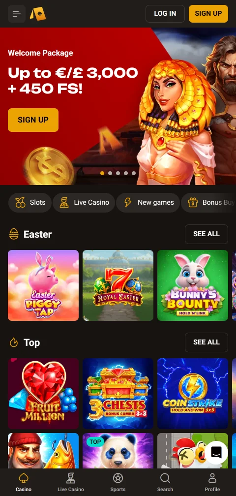 SlotLair em telemóvel, com jogo em HTML5 e sem aplicação nativa