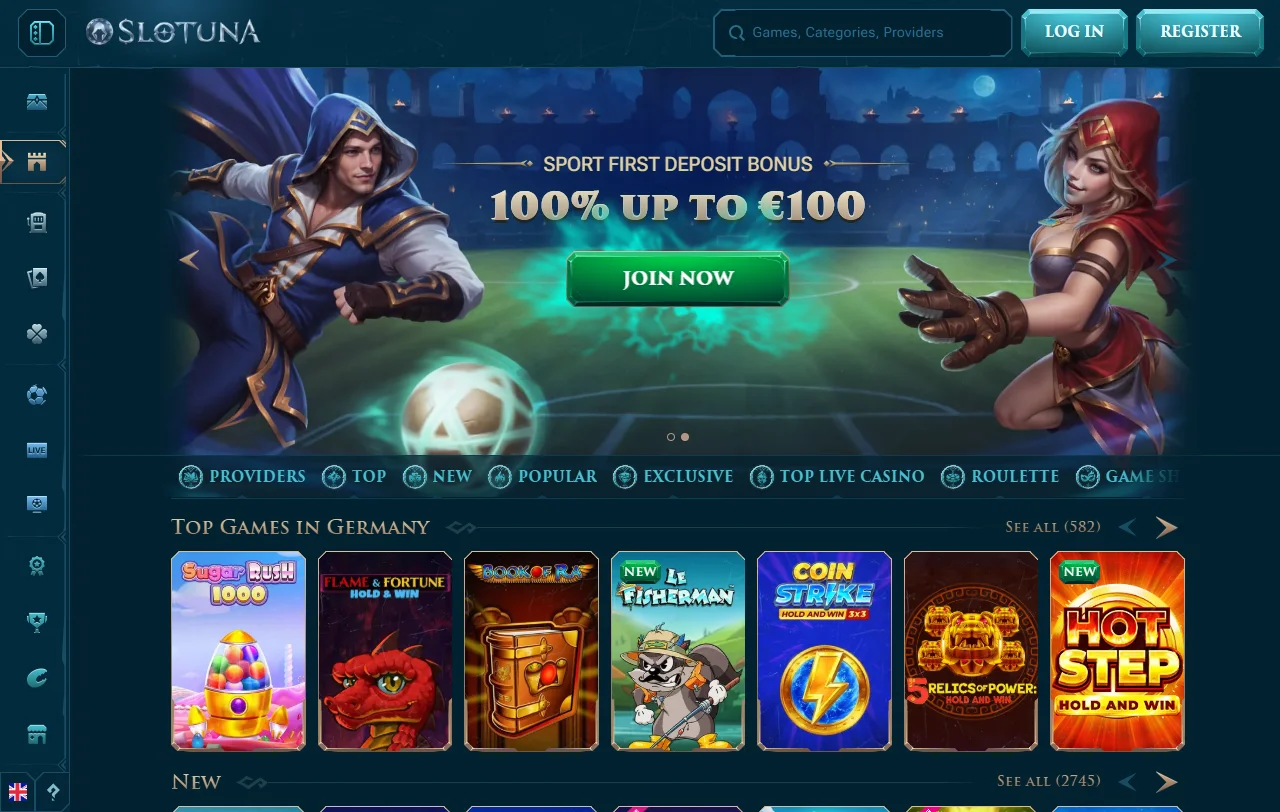 Slotuna Casino, plataforma internacional aberta em 2024 e disponível em português