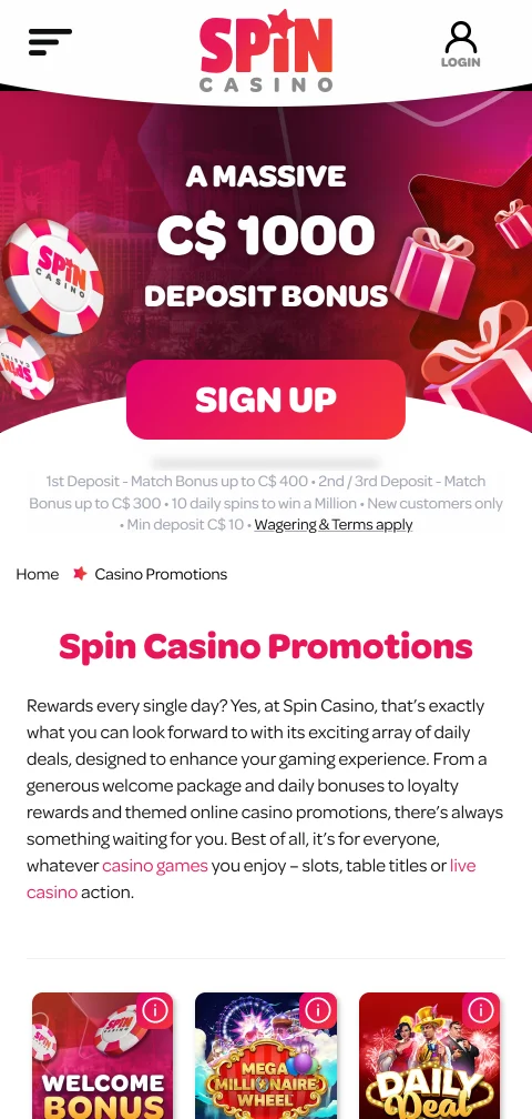 Dados de licenciamento e segurança do Spin Casino em ecrã pequeno