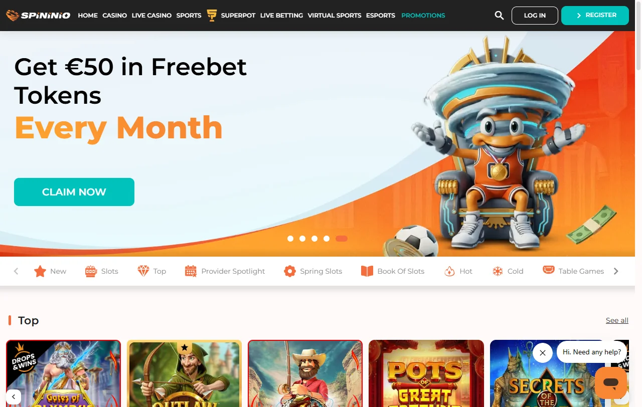 Spininio Casino e a sua oferta geral de jogo e apostas em Portugal