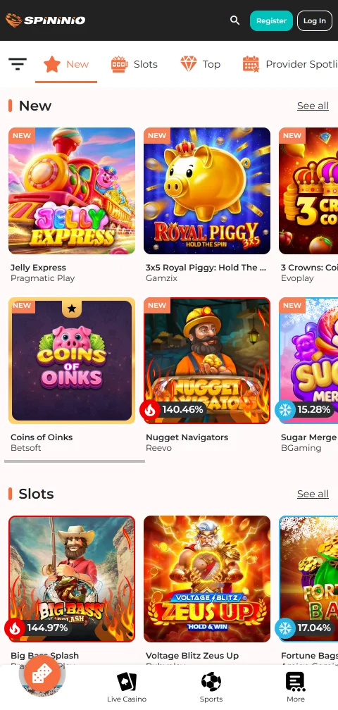 Métodos de pagamento do Spininio Casino, de cartões a dezasseis criptomoedas
