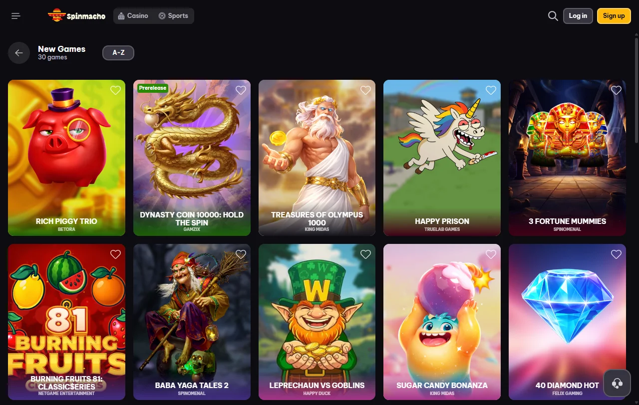 Pacote de boas-vindas do Spinmacho com wagering de 35x sobre o bónus