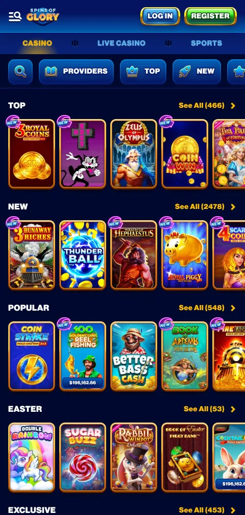 Rodapé do Spins of Glory Casino com licença de Anjouan e jogo responsável