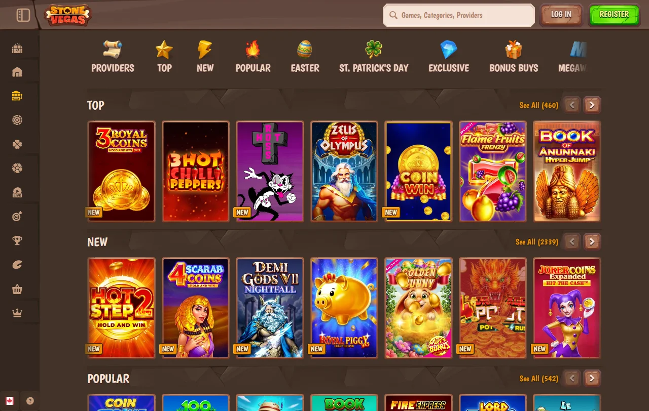 Oferta de boas-vindas do StoneVegas Casino com 100% até 500 € e rodadas grátis