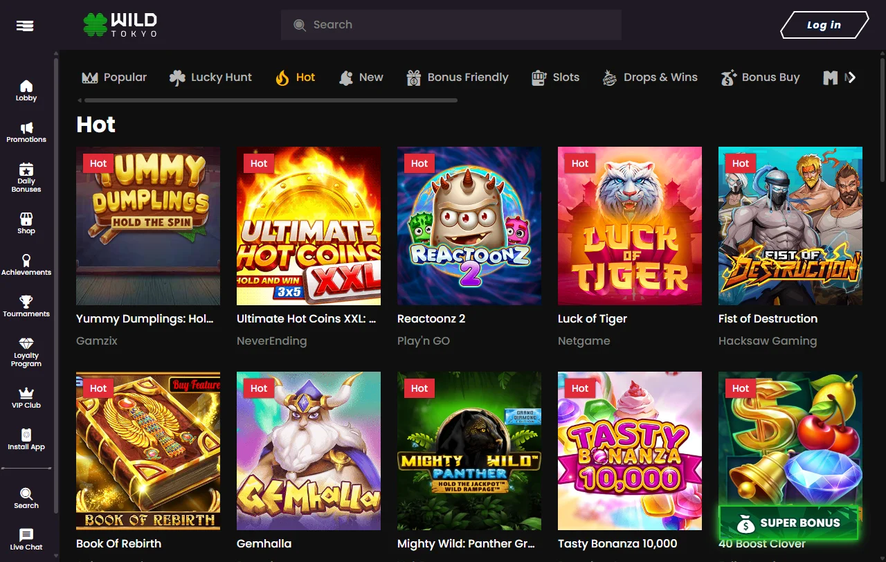 Pacote de boas-vindas do Wild Tokyo Casino em três depósitos com wagering 50x