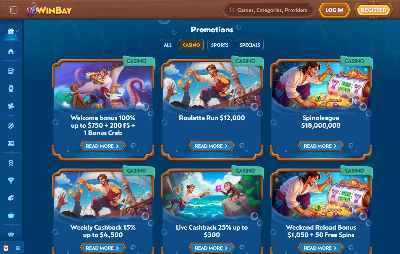 Catálogo de mais de 5.700 jogos do WinBay Casino