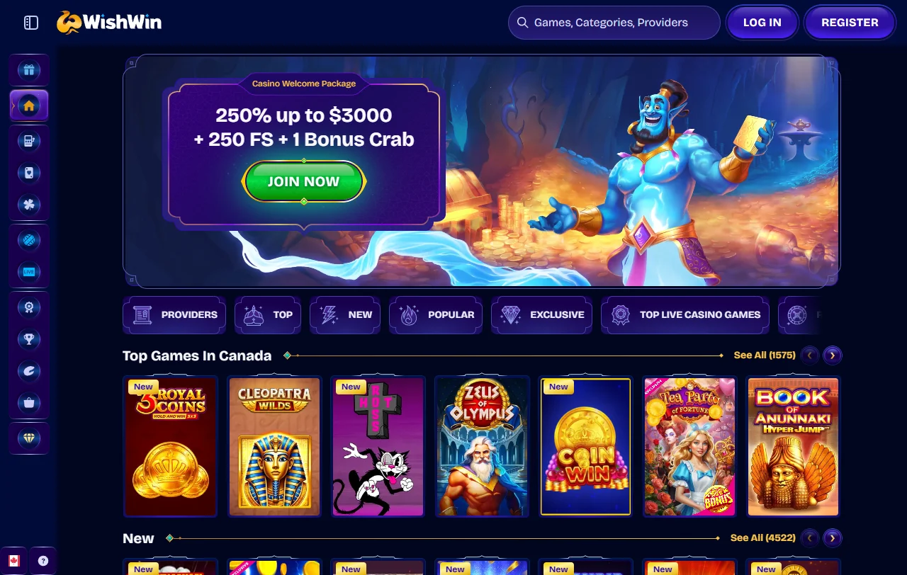 Visão geral do Wishwin, operado pela Stellar Ltd sob licença de Anjouan